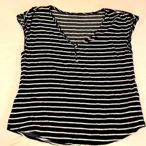 Abercrombie navy and white striped blouse